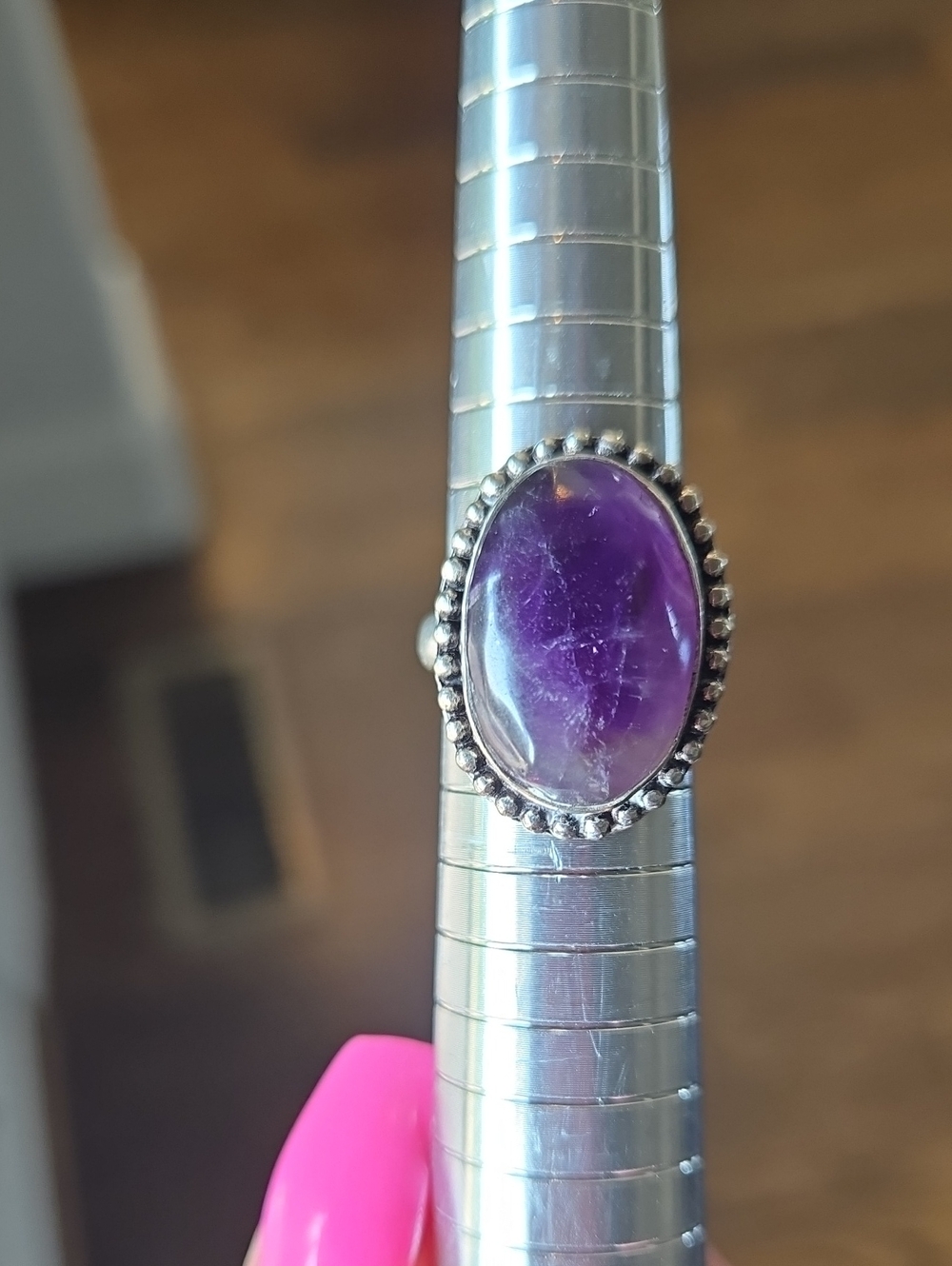 Natural Amethyst Gemstone Ring - Size 6.5